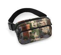 Street of Italy Fanny Pack for Women Men Waist Bag Belt Bag Adjustable Casual Bag for Travel Sports Hiking, white, 7.9x5.1inches