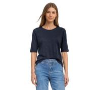 Street One Basic T-Shirt with Crew Neck in Plain Colour Darkest Blue 46