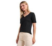 Street One Basic T-Shirt with Heart Neckline, Black, 42