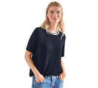 Street One Darkest Blue 38 Knitted Crew Neck T-Shirt