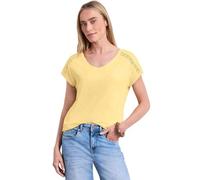 Street One Shirt with V-Neck and Crochet Details, Soft Yellow, 40