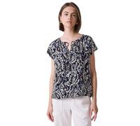 Street One Studio Women's F345839 Patterned Blouse with Ruffles, Dark Void Blue, 14