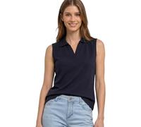 Street One Top in Ribbed Structure with Polo Collar, Shadowed Navy 40