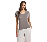 Street One Women's 3227742 Silk-Look Shirt with Ruffles, Dark Tumbled Beige, 10