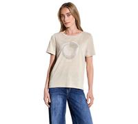 Street One Women's A322705 T-Shirt with foil Print, Moonstone Sand, 14