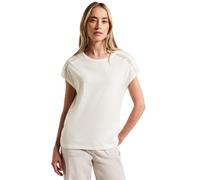 Street One Women's A323312 T-Shirt with Crochet Details, Off White, 16
