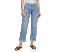 Street One Women's Straight Leg Jeans in Casual Fit with Turn-Up 3818412, Light Blue Random Washed, 32W x 28L