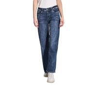 STREET ONE Women's A378939 Wide Leg Jeans, Dark Blue Washed, 32W x 28L