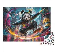Street Panda Graffiti 1000pcs Mini Puzzle For Adults Challenging | 52x38cm Cardboard Living Room Decor Durable Structure Birthday Gift Stress Relief