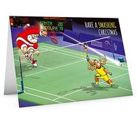 STREET SANTA - Badminton Christmas Card - Large A5 Card Size - Funny Humour - Made in the UK - Have a SMASHING Christmas - For Team Mates
