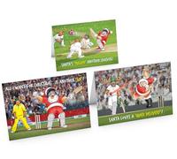 STREET SANTA - Cricket Christmas Cards - Pack of 3 Cards - Santa Cricket Collection, Hand-Drawn UK Art, A5-Sized (210mm x 148mm), Gloss Finish, Blank Inside - Cricket Fan Bundle