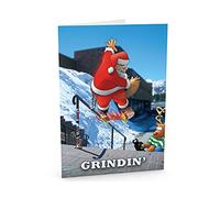 STREET SANTA - Funny Skateboard Christmas Card - Santa Grinding Handrail with Sparks Flying, Hand-Drawn UK Design, Large A5-Sized (210mm x 148mm), Gloss Finish, Blank Inside
