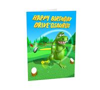 STREET SANTA - Golf Birthday Card - Large A5 Card Size - Funny Humour - Made in the UK - DRIVE'osaurus - For Son Daughter Grandson