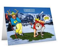 STREET SANTA - Golf Christmas Card - Reindeer Hits Santa, Hand-Drawn UK Illustration, Large A5-Sized (210mm x 148mm), Gloss Finish, Blank Inside
