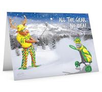 STREET SANTA - Golf Christmas Card - Rudolph in Full Golf Gear, Hand-Drawn UK Illustration, Large A5-Sized (210mm x 148mm), Gloss Finish, Blank Inside