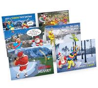 STREET SANTA - Golf Christmas Cards - Pack of 6 Cards - Golf Course Collection, Hand-Drawn UK Art, A5-Sized (210mm x 148mm), Gloss Finish, Blank Inside - Golf Fan Bundle