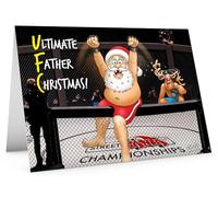 STREET SANTA - MMA Christmas Card - Large A5 Card Size - Funny Humour - Made in the UK - Santa sitting on cage - For Mixed Martial Arts UFC Fans - For Him Boyfriend Brother