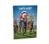 STREET SANTA - Santa Derby Christmas Card - Santa Winning Horse Race against Reindeers - Large A5 Greeting Card - Gloss Finish - Blank Inside - Funny Holiday Card for Racing Fans