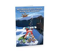 STREET SANTA - Snowboard Christmas Card - Santa Fallen Off Roof with Presents, Hand-Drawn UK Illustration, Large A5-Sized (210mm x 148mm), Gloss Finish, Blank Inside