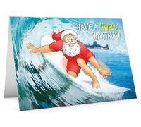 STREET SANTA - Surfing Christmas Card - Santa Deep in the Barrel, Hand-Drawn UK Design, Large A5-Sized (210mm x 148mm), Gloss Finish, Blank Inside