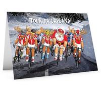 STREET SANTA - Tour da Lapland Cycling Christmas Card - Santa in Cycle Race with Reindeer Peloton, Hand-Drawn UK Illustration, Large A5-Sized (210mm x 148mm), Gloss Finish, Blank Inside