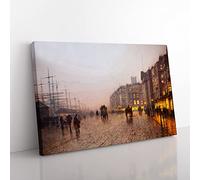 Street Scene By John Atkinson Grimshaw Classic Painting Canvas Wall Art Print Ready to Hang, Framed Picture for Living Room Bedroom Home Office Décor, 76x50 cm (30x20 Inch)
