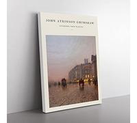 Street Scene By John Atkinson Grimshaw Exhibition Museum Painting Canvas Wall Art Print Ready to Hang, Framed Picture for Living Room Bedroom Home Office Décor, 60x40 cm (24x16 Inch)