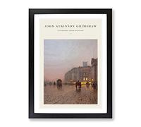 Street Scene By John Atkinson Grimshaw Exhibition Museum Painting Framed Wall Art Print, Ready to Hang Picture for Living Room Bedroom Home Office Décor, Black A3 (34 x 46 cm)