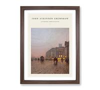 Street Scene By John Atkinson Grimshaw Exhibition Museum Painting Framed Wall Art Print, Ready to Hang Picture for Living Room Bedroom Home Office Décor, Walnut A3 (34 x 46 cm)
