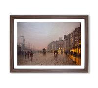 Street Scene by John Atkinson Grimshaw Framed Print | A2 Walnut Framed Wall Art | Ready to Hang | Modern Cityscape Picture | Living Room Bedroom Lounge Office