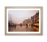 Street Scene By John Atkinson Grimshaw Framed Wall Art Print A2 Oak | Ready to Hang, Premium Gi Paper, Fade-Resistant Inks, Securely Packaged, UK Made