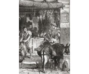 Street scene in ancient Pompeii Italy before the eruption of Mount Vesuvius in AD 79. From Cassell's Illustrated Universal History published 1883. Poster Print by Ken Welsh (12 x 18)