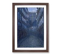 Street Scene in Osterlanggatan by Eugene Jansson Framed Print | A2 Walnut Framed Wall Art | Ready to Hang | Modern Cityscape Picture | Living Room Bedroom Lounge Office
