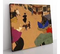 Street Scene In Paris by Felix Vallotton Classic Painting Canvas Wall Art Print Ready to Hang, Framed Picture for Living Room Bedroom Home Office Décor, 35x35 cm (14x14 Inch)