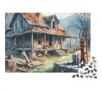 Street Side Cottage 1000 Piece Old Wooden Shack Sturdy Cardboard Jigsaw Puzzle for Puzzle Enthusiasts Birthday Party Classroom Activity Educational Enlightenment Value for Money 70x50cm/1000pcs