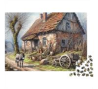Street Side Cottage 1000pc Old Farm Cottage Heavy-duty Cardboard Puzzle for Brain Teaser Lovers Team Building Leisure Entertainment Home Leisure Time 52x38cm/1000pcs