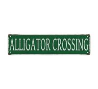 Street Sign Alligator Crossing Vintage Metal Signs Art Plaque, 4X16 Inch Vintage Aluminum Sign Man Cave Bar Home Wall Decoration