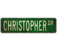 Street Sign Christopher Christopher Sign Chris Fan Child Gift Road Signsstreet Signs For Bedroom Coffee Bar Sign Indoor Outdoor Metal Sign Street Sign 4×16 Inch