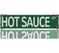 Street Sign Hot Sauce Street Vintage Tin Signs Aluminum Metal Sign For Bedroom Kitchen Garden Wall Bab Club Coffee Hanging Sign Home Decor 4 X 16 Inch