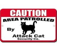 Street Sign Indication Warning Sign Area Patrolled By Attack Cats Aluminum Tin 8x12 Inch New Wall Art Indoor Outdoor 8x12 Inch Yard Signs