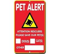 Street Sign Indication Warning Sign Pet Alert Attention Rescuers Please Save Our Pet(s) Dog(s) Cat(s) Other Wall Art Outdoor Indoor 12x8 Inches New Aluminum Metal tin Sign