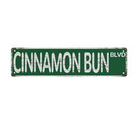 Street Sign Metal Tin Signs Cinnamon Bun Blvd Vintage Signs Retro Tin Signs Aluminum Sign For Kitchen Home Garden Wall Bar Cafe Decor 4X16 Inches
