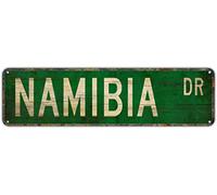 Street sign Namibia Namibia Gift Namibia Sign Souvenir Sign Namibia Street Sign Aluminum Metal Plaque Rustic Tin Sign Retro Wall Decor 4x16 in 10x40 cm