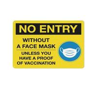 Street Sign No Entry Without A Face Mask Unless You Have Proof Of Vaccination Sign Metal 12"X8" Rust Free Aluminum,Indoor & Outdoor Use For Fence And Yard