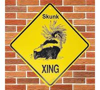 Street Sign Wall Art Plaque Skunk Xing Caution Crossing Sign Yard Decoration Signs Outdoor & Indoor Aluminum Metal Tin Sign 8 X 8 Inch