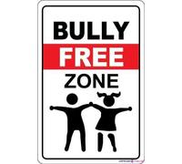 Street sign warning plaque bully free zone with symbol sign courtyard decoration, office signs for outdoor & indoor 8×12 INCH