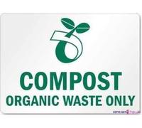 Street sign warning plaque Compost Organic Waste Only (compost Symbol) (recycled) sign Courtyard decoration, office signs For Outdoor & Indoor 8 X 12 Inch