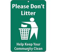 Street sign warning plaque metal tin please don't litter help keep your community clean for yard garage driveway house fence metal aluminum for wall art office signs outdoor & indoor sign 8×12 INCH