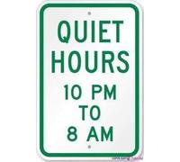 Street sign warning plaque Quiet Hours 10pm - 8am Metal Tin Sign Wall Art Decor Safety Warning Signs For Outdoor & Indoor office Sign 8 X 12 Inch