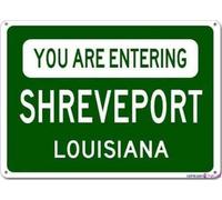 Street Sign Warning Plaque You are Entering Shreveport, Louisiana City - Heavy Duty Aluminum Metal for Wall Decor 8x12 Inches Office Signs Outdoor & Indoor Tin Sign